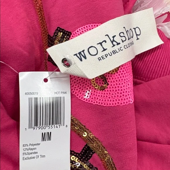 WORKSHOP NWT PINK Christmas Lights Long sleeve Top Size Medium - Picture 2 of 5